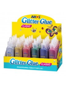 AM GCL22D24: Amos Glitter Glue 6 Colours - Display Box